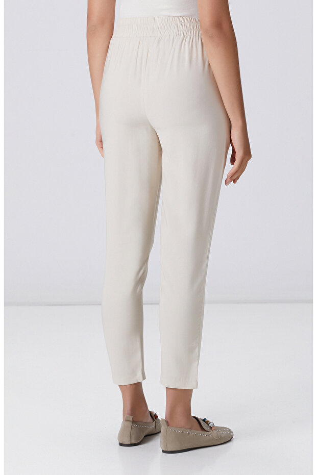 Bej Diyagonal Basic Jogger Pantolon - 4