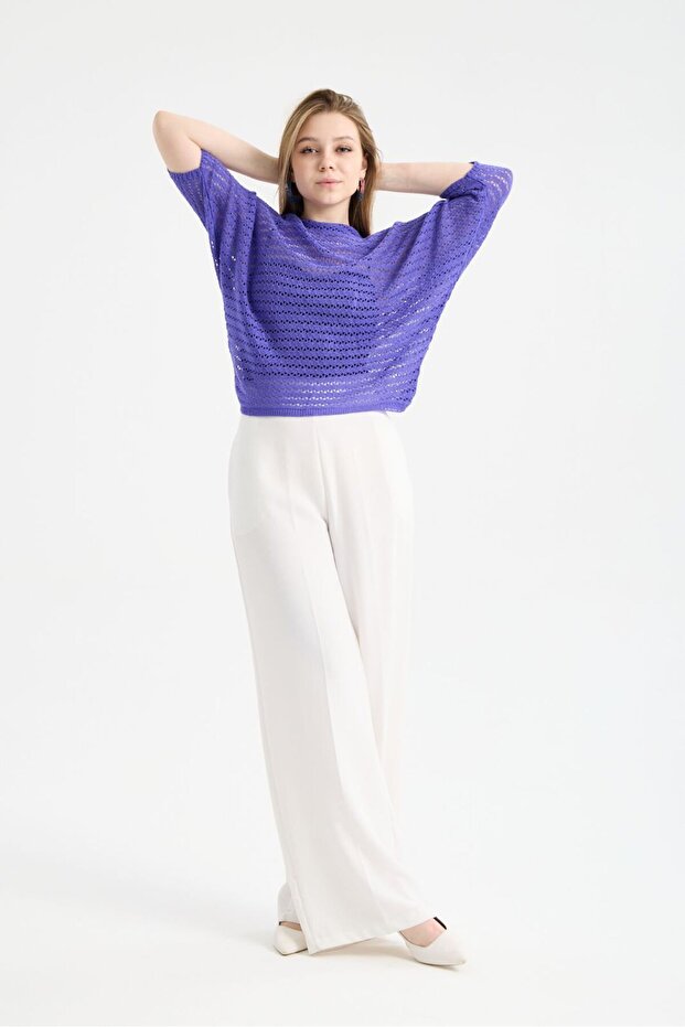 Kadın Triko Örme Salaş İnce Bluz - 6