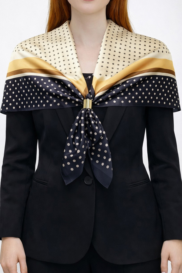 Choose Your Style Black Striped Polka Dot Scarf / Bandana / Accessory / Shawl 90X90 cm