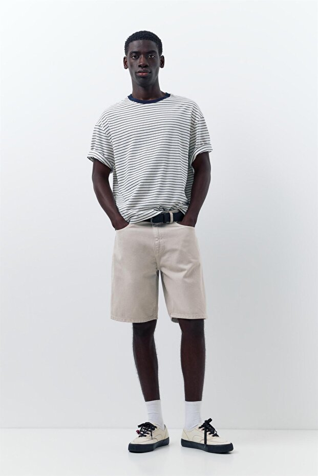 Denim bermuda şort - 1