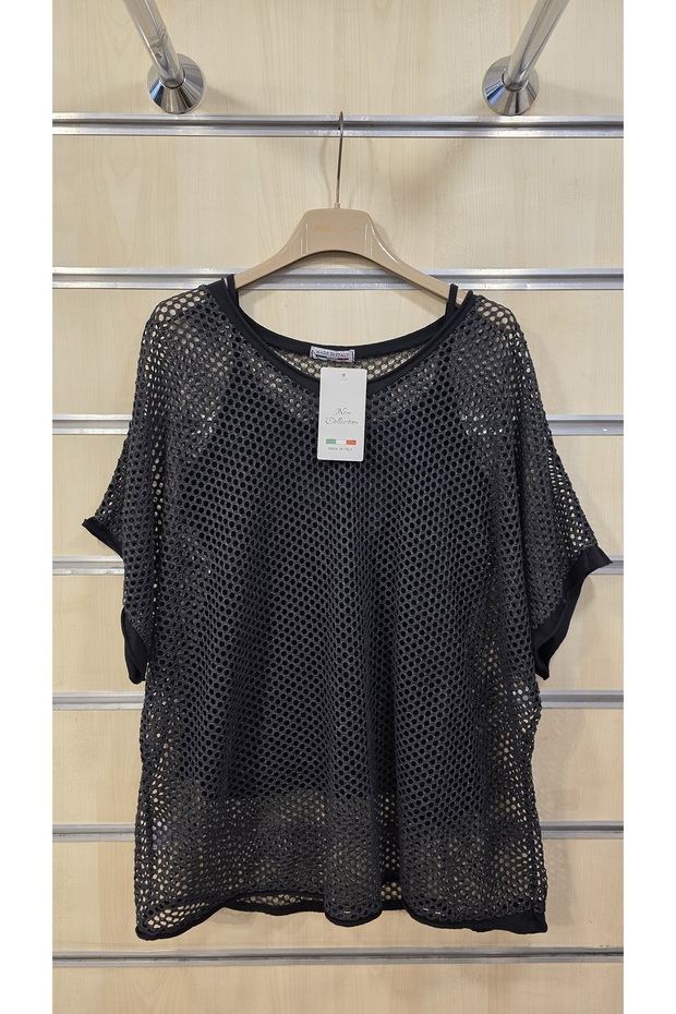Mesh Blouse with String Straps and Undershirt Inside