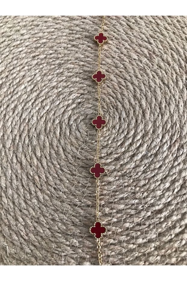 Burgundy Steel Zircon Small Clover Bracelet