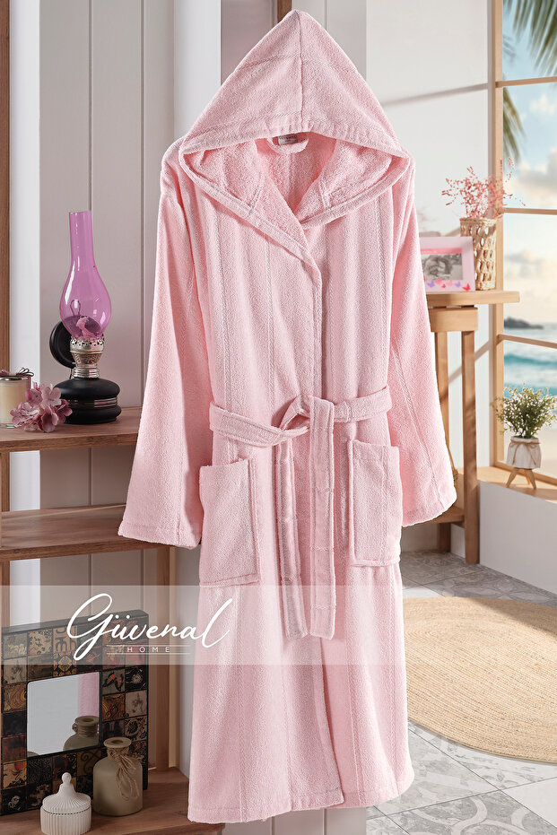 Stella Cotton Velvet Hooded Bathrobe | Women's Bathrobe | Men's Bathrobe | Dowry | Bathroom