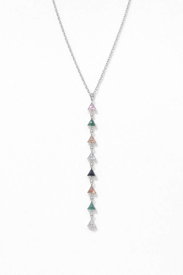 Prism Drop Colorful Stone Women's Necklace – Stainless Steel Low-Cut Necklace