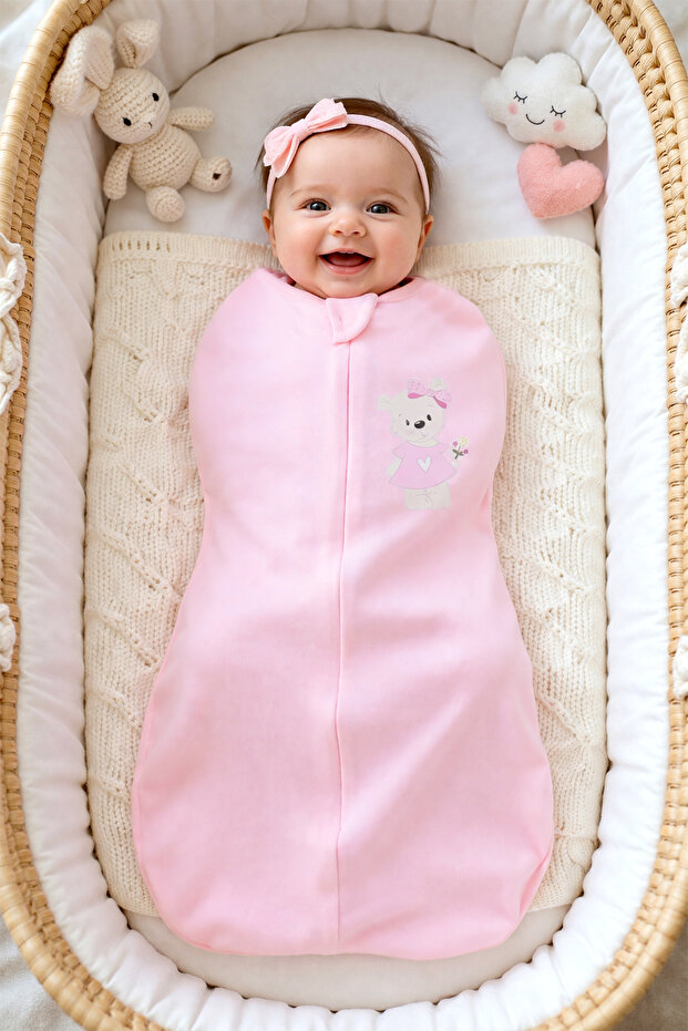 100% Cotton Swaddle for 0-3 Months Baby, Velcro Fastening, Soft Combed Cotton Fabric, Breathable Fabric Stl7176