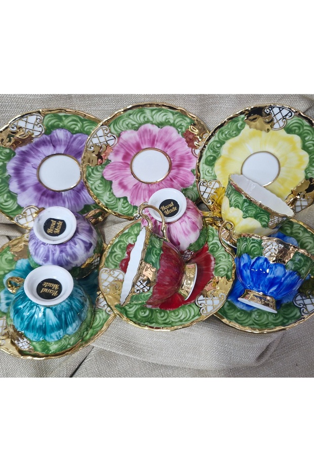 İpa Porcelain Hand-Painted 6-Piece Cup Set