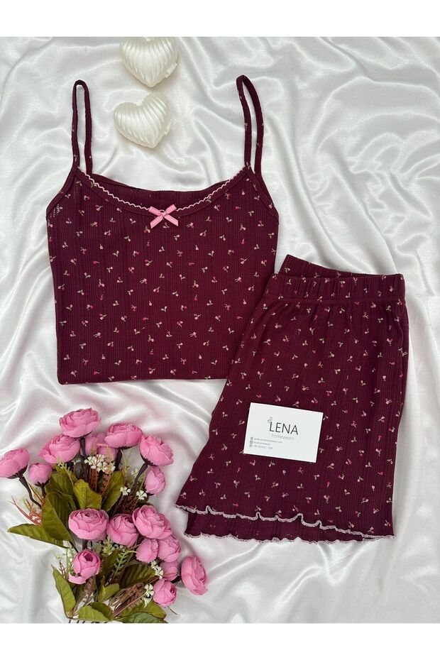 Women's Patterned Cotton Shorts Pajama Set