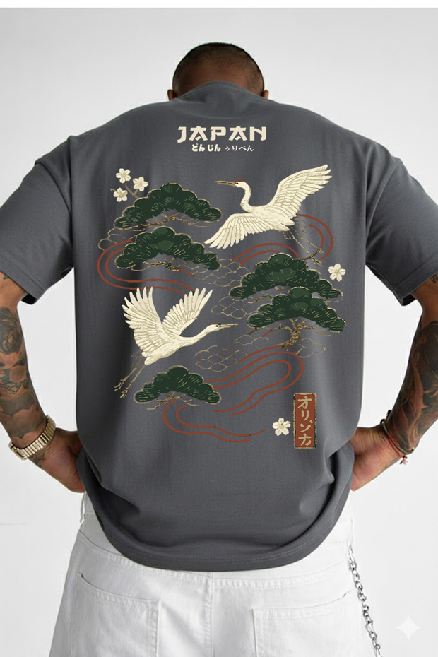 Japan Printed Oversized Unisex T-Shirt – Japanese Themed 100% Cotton Streetwear T-Shirt