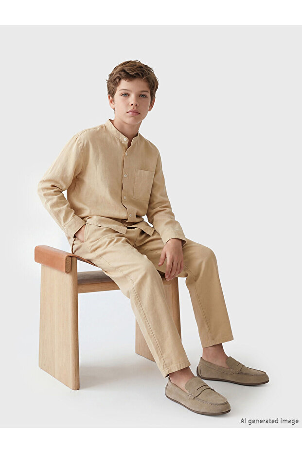 Nevavm Linen Blend Pleated Boys' Trousers with a Difference