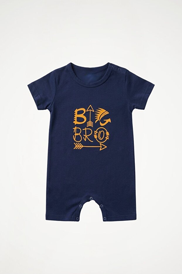 Oeko-Tex ® 100% Cotton Baby Boy Romper | Big Bro'Abi' Pattern | Summer Short Sleeves and Short Legs