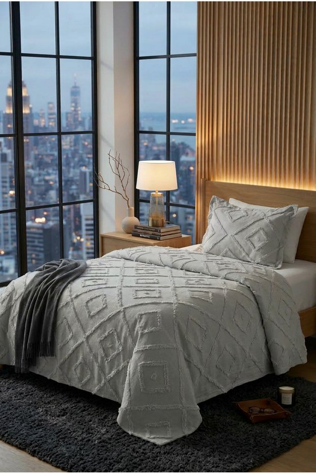 Single Bedspread 180 X 260 cm – Valon Model 1 Piece 50 X 70 Pillowcase