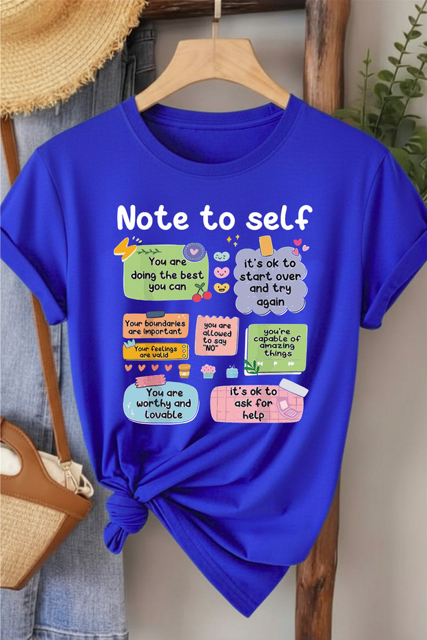 تي شيرت نسائي مطبوع عليه Note to Self