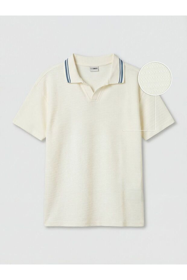Lcw Kids Polo Neck Textured Boys T-Shirt