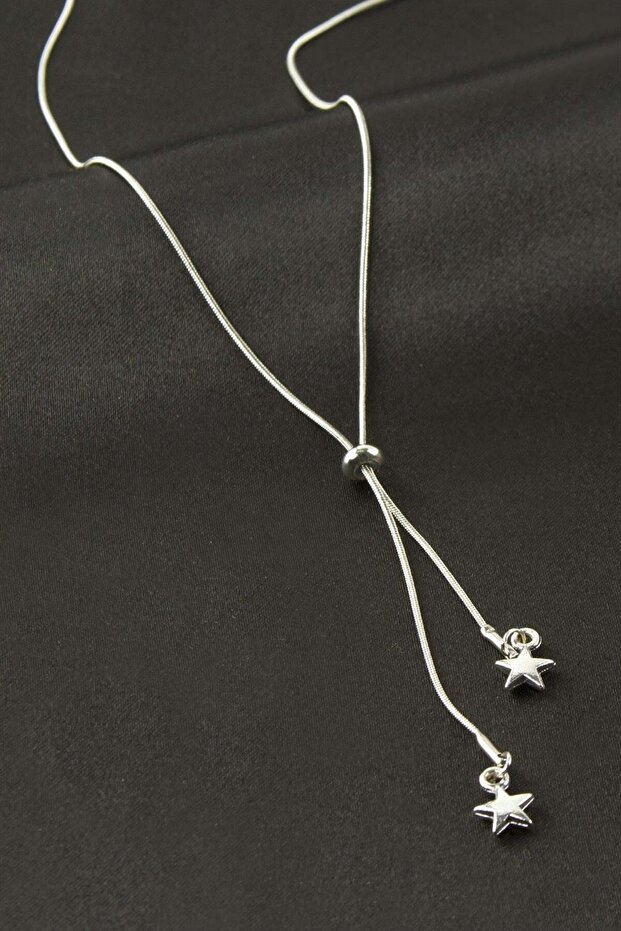 Spt-Gld Star Steel Necklace - (81441) Silver Color