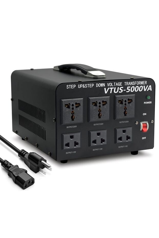Step Up & Step Down Voltage Converter Transformer 110V 220V – Dual Output with Universal Sockets,