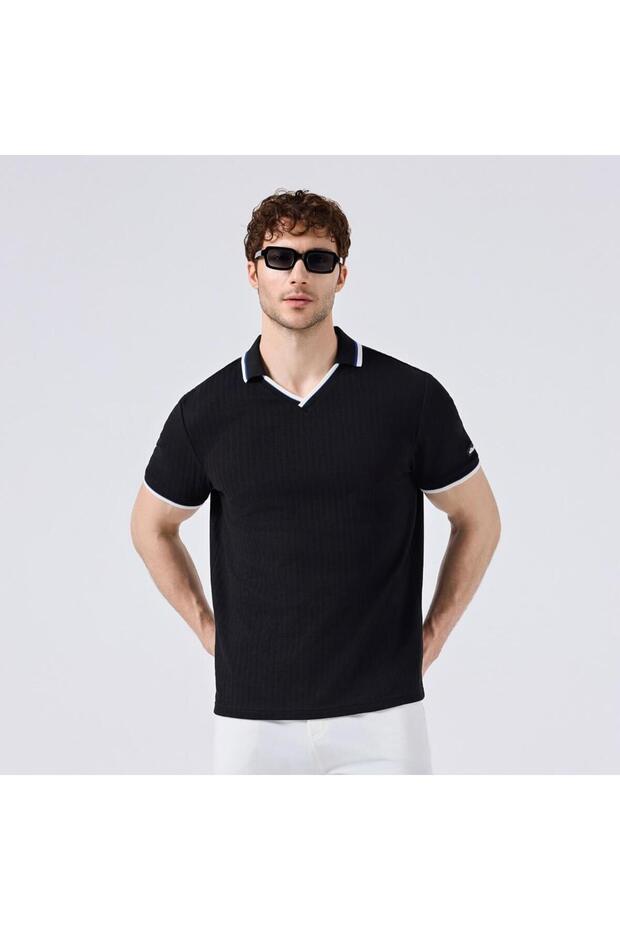 5Sm5491-Bk Polo Collar Men's T-Shirt - Black
