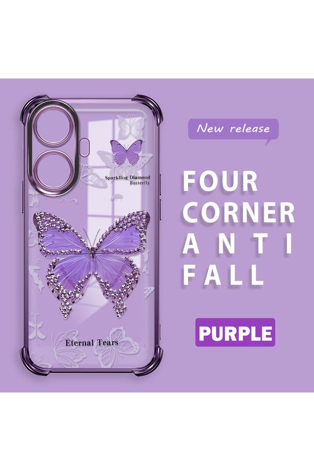 Realme C55 Compatible Camera Protected Transparent Soft Silicone Phone Case Butterfly Pattern