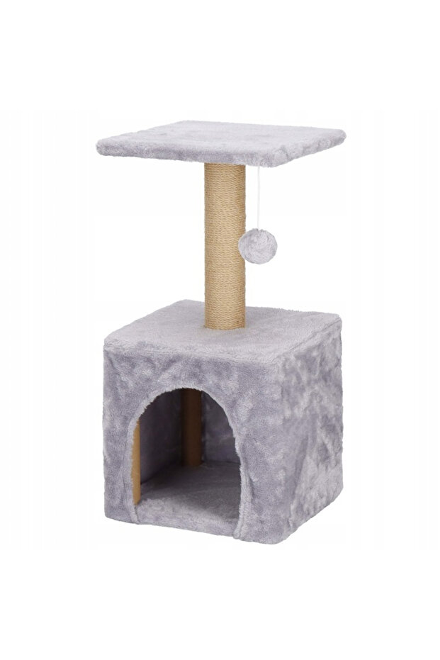 Cat play set, with scratching post, hidden, platform, 62cm, gray - 1