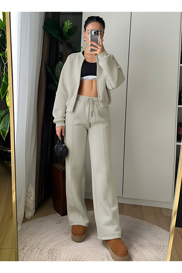 WOMEN'S BOMBER JACKET HIGH-WAIST TRACKSUIT SET