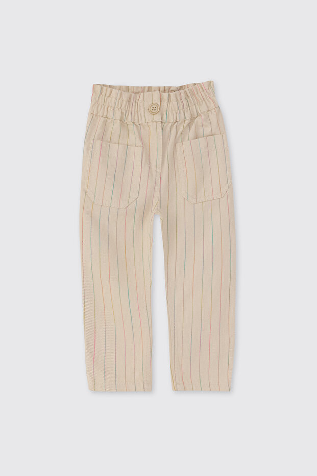 Baby Girl Striped Beige Pants
