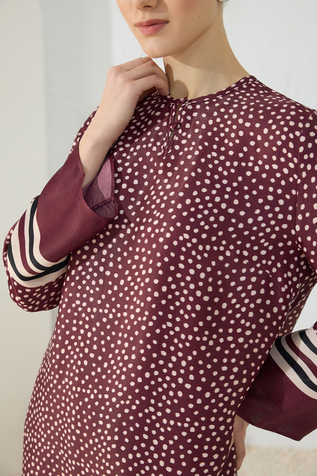 Bordo Desenli Tunik - 4