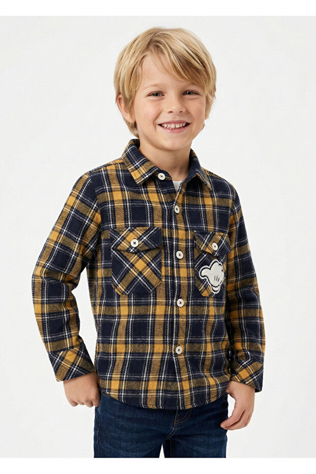 Boy's yellow plaid lumberjack shirt