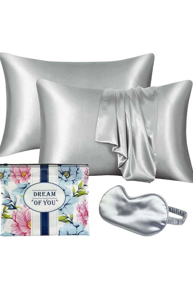 Set of 2 Silk Pillowcase Satin Pillow Used for Hair Beauty and Skin Care Queen Size
