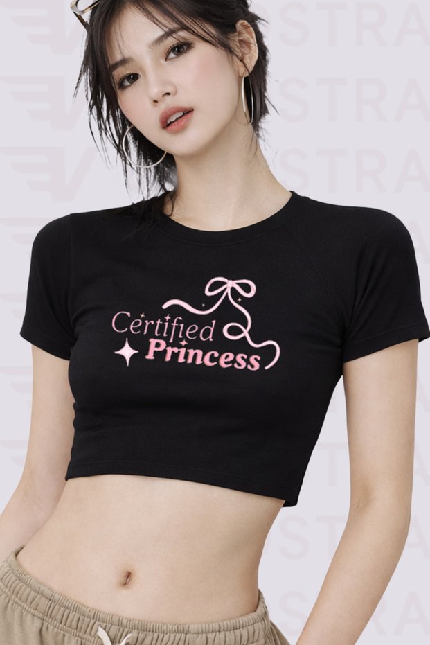 Women's Certified Princess Printed Basic Daily Use Tee Crop
