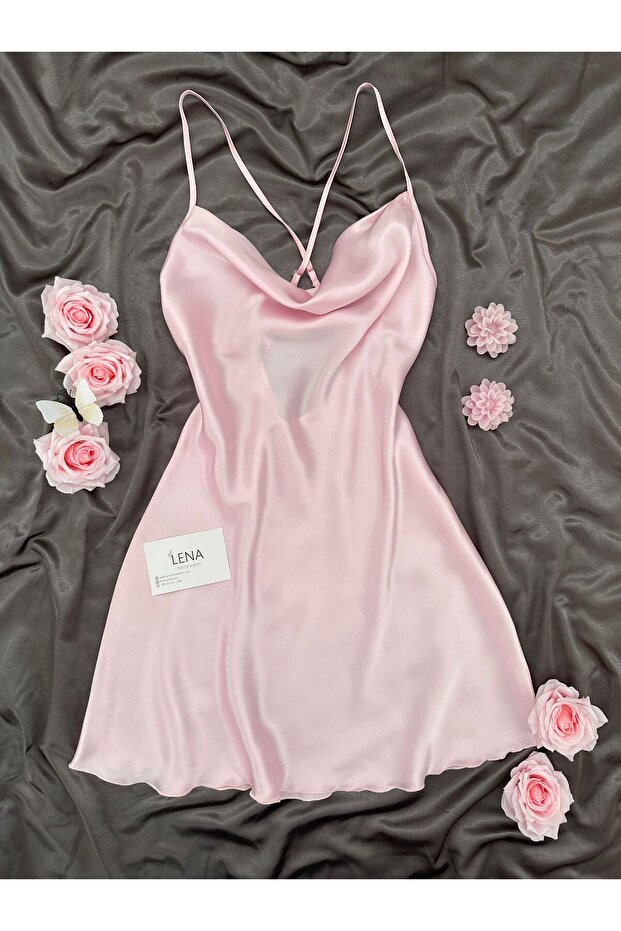 Women's Degaje Collar Satin Nightgown