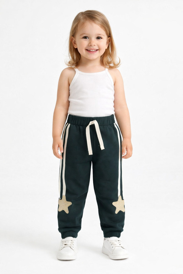 Mişil 13503-26 Girls' Star Detailed Pants with Elastic Leg, Comfortable Daily Bottoms