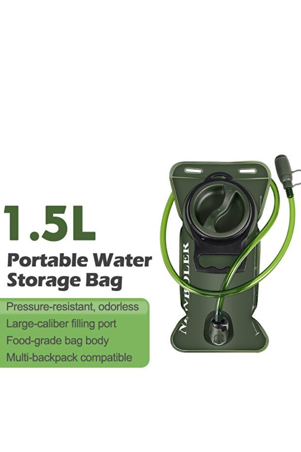GREE-1.5L 1.5L 2L 3L Water Bladder Water Reservoir Hydration Pack Storage Bag Free Folding Camping R