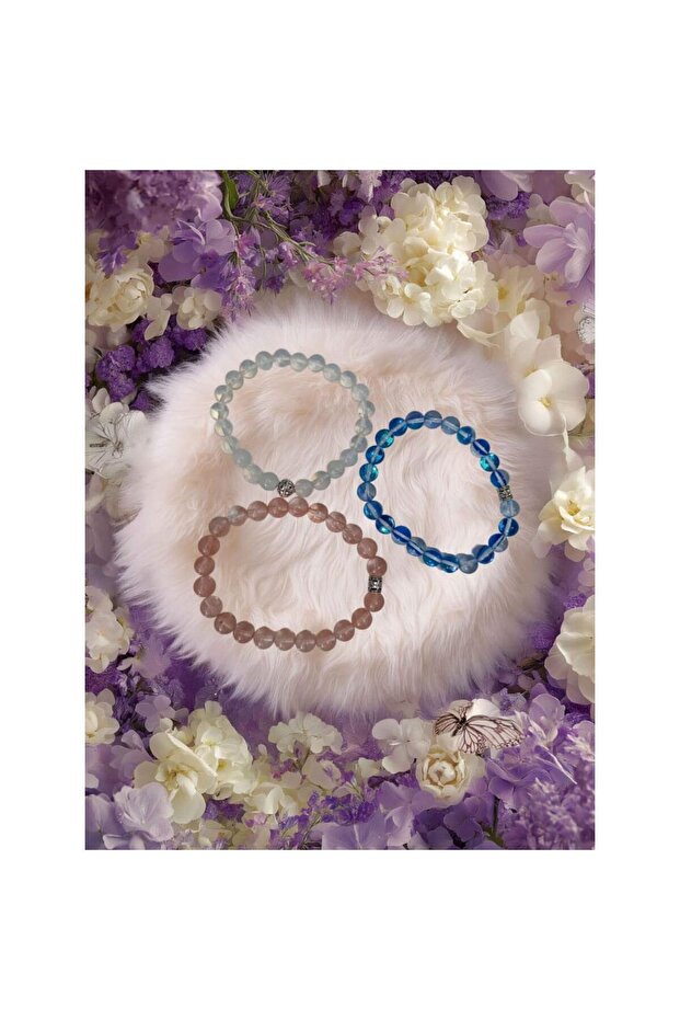 Best 3-Piece Original Pink Quartz Blue Quartz and Moonstone Bracelet