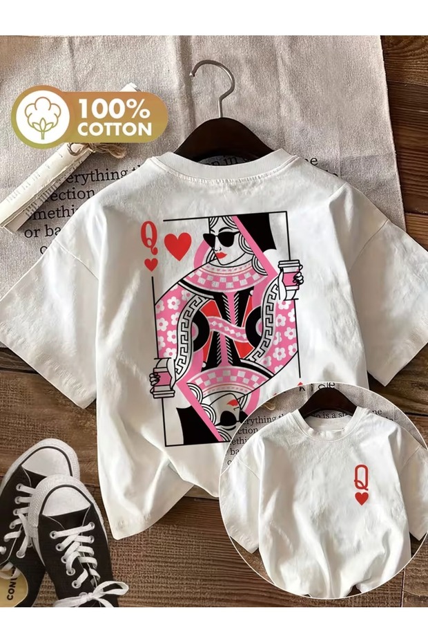 Queen of Hearts Printed Unisex Oversize T-Shirt