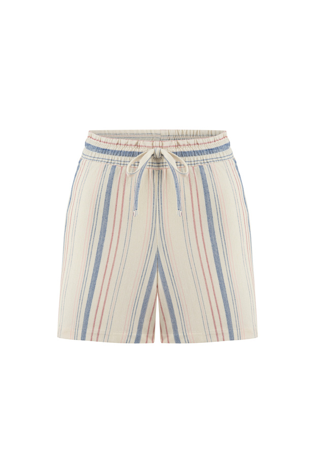 Women's Ecru Striped Mini Shorts