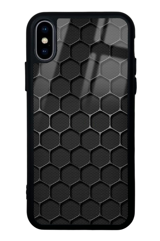حافظة هاتف لامعة بتصميم شبكي مدرع لهاتف iPhone Xs Max