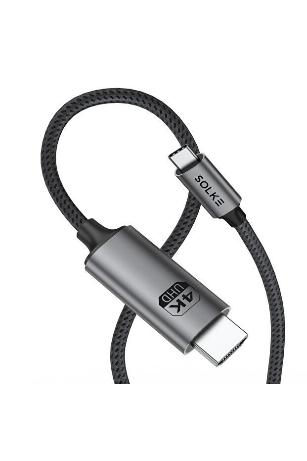 كابل من النوع C إلى HDMI بطول 2 متر، 4K 60 هرتز، 18 جيجابت في الثانية، كابل نقل الصور من الألومنيوم المضفر USB-C