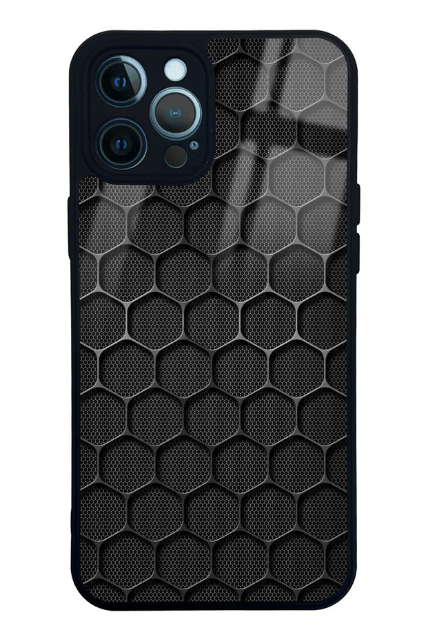 iPhone 12 Pro Max Glossy Phone Case with Armor Grid Design