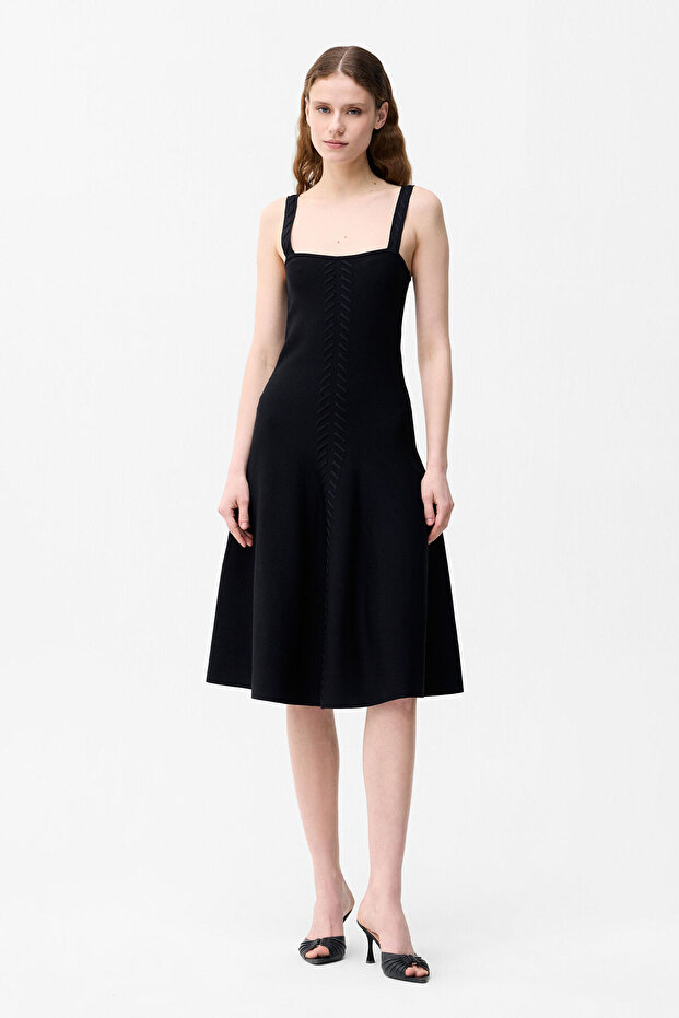 Askılı Triko Elbise - 1