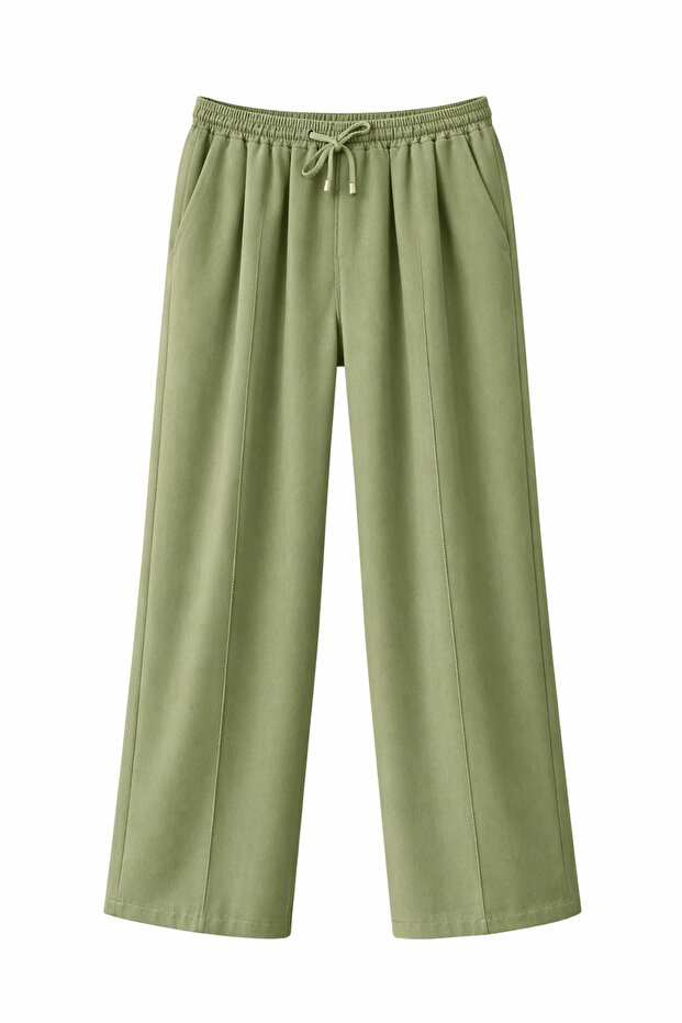 4668 Women's Pleated Palazzo Wide Leg Pants Khaki