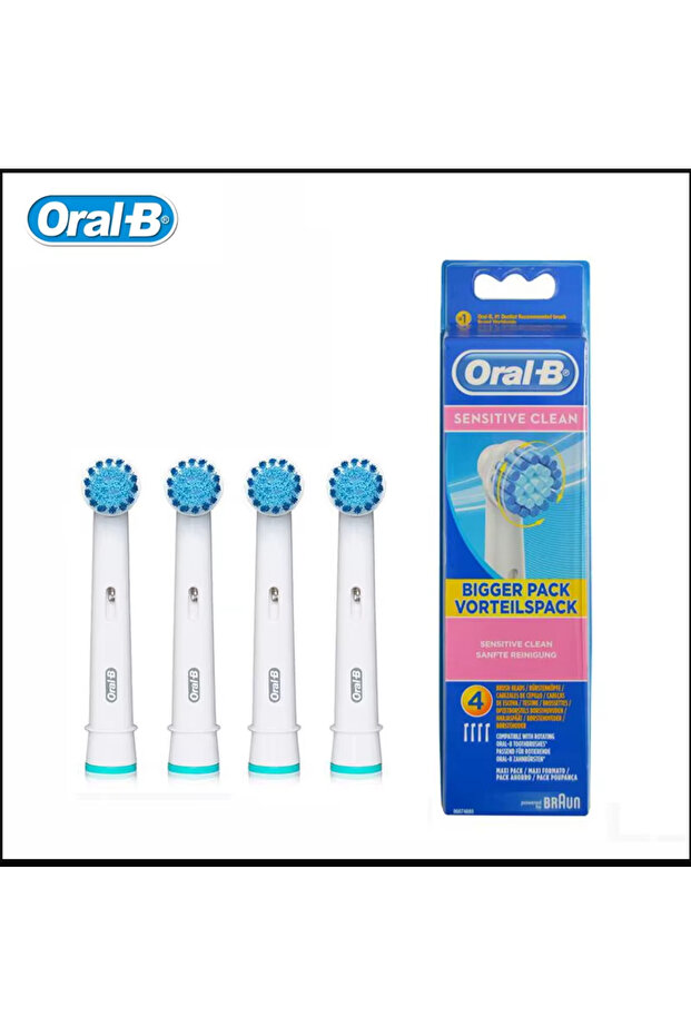 رؤوس فرشاة اسنان بديلة اورال بي الحساسة من براون، سينسيتيف كلين عبوة من 4 قطع ORAL B
