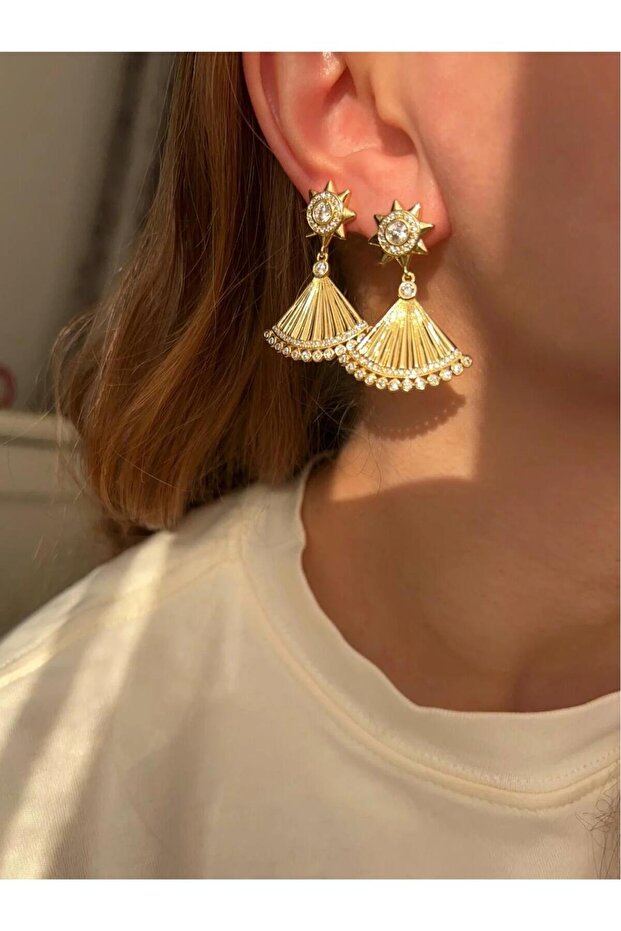 Xuping Accessories, Dangle Skirt Model, Zircon Stone Gold Women's Earrings