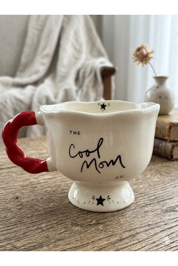 Cool Mom Designed Handmade Cream Glossy Ballerina Mug - Handcrafted Gift Mug