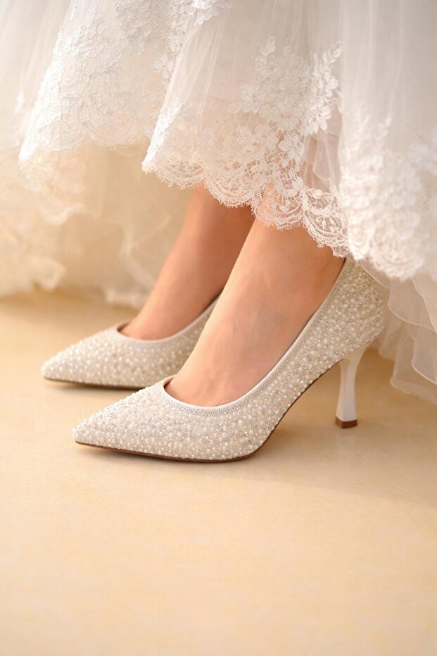 6774 Thin Heel Comfortable Fit Pearl Women's Shoes