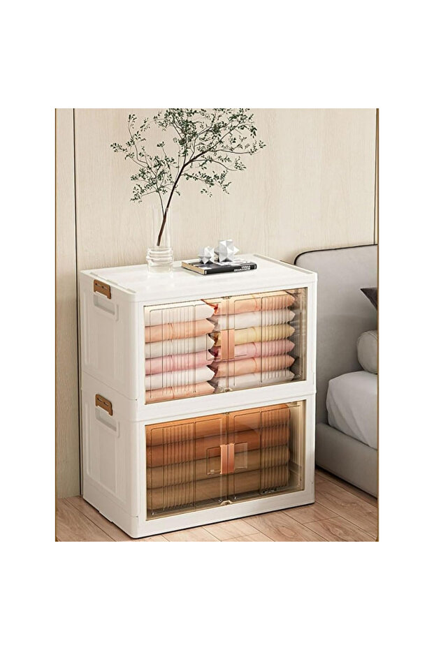 2 Tier Convenient Assembly-Free Storage Cabinet for Household Snacks, Toys, Clothes, and Book