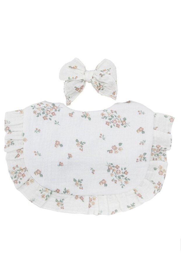 -Bella Baby Bib Set for Babies - Floral Printed White- 0Y to 4Y