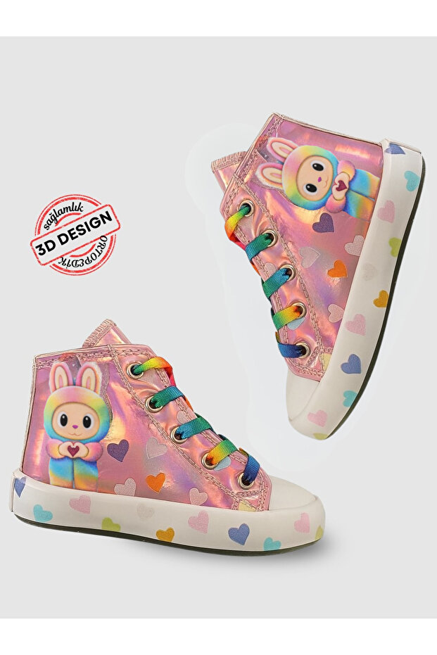 Cute Pink Zippered Girls' Sneakers
