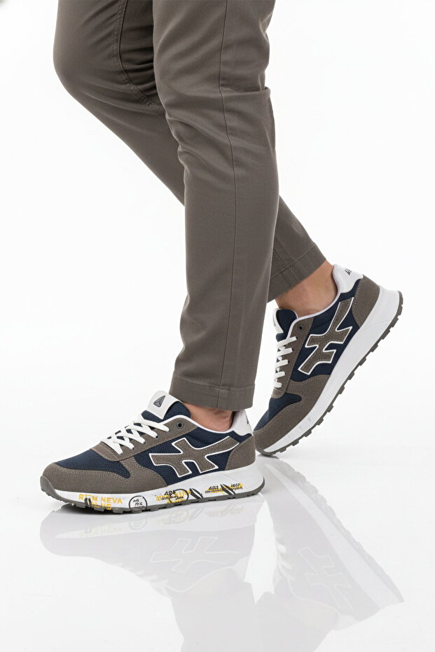 Smoked Navy Blue Mesh Lightweight Men's Sports Shoes 2444 m