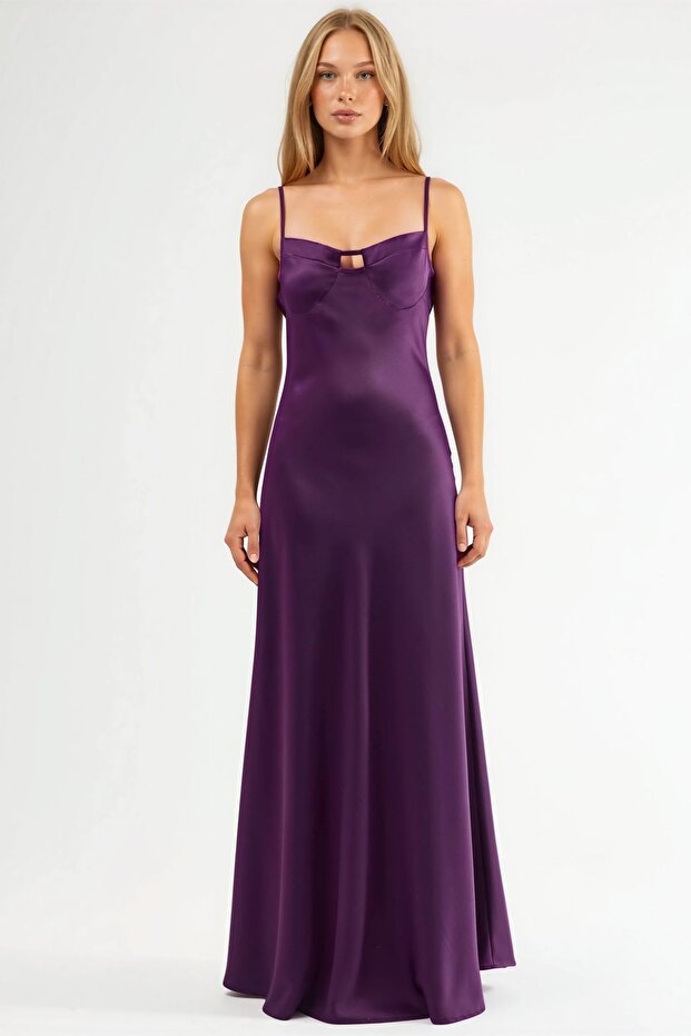 Pencere Detaylı Maxi Elbise - 1