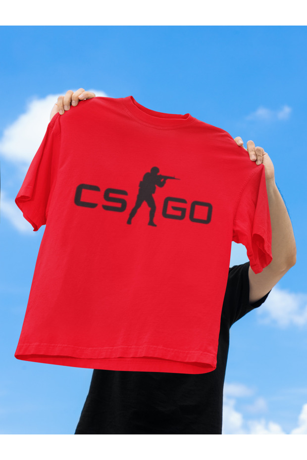 تي شيرت قطني مطبوع عليه CS GO ذو ياقة دائرية ومقاس كبير للجنسين بأكمام قصيرة