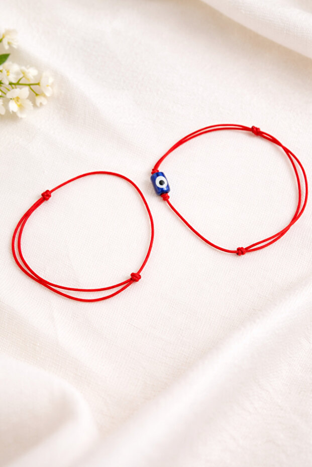Red String Bracelet with Evil Eye Beads Adjustable Unisex Lucky Bracelet Minimalist